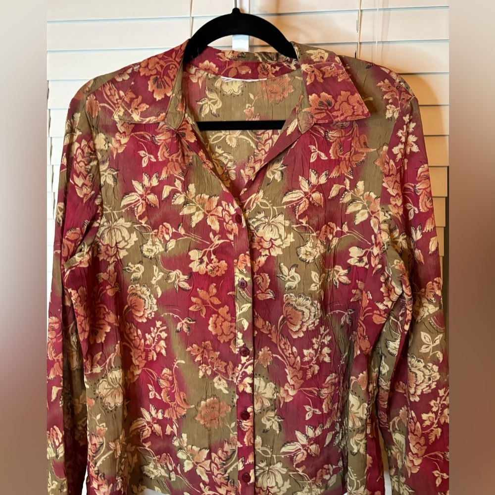 Large Buttoned Floral Print Shirt